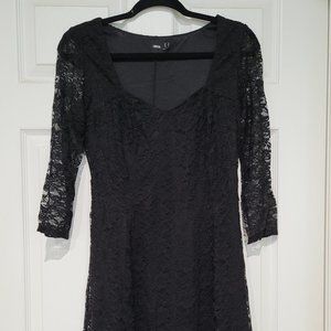 ASOS  Black 3/4 sleeve Lace swing dress